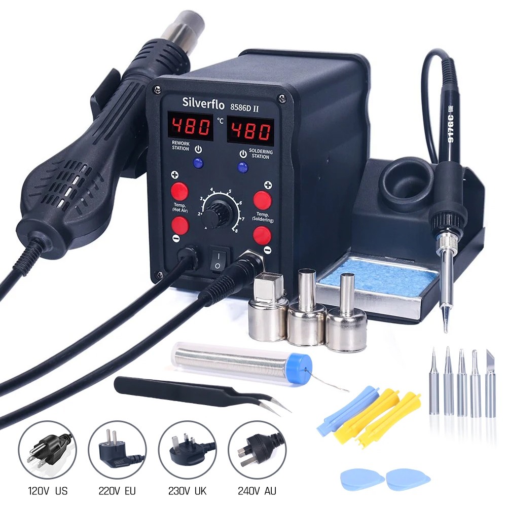 T12 Soldering Station Oled - Silverflo 8586D Soldering Station 2 IN